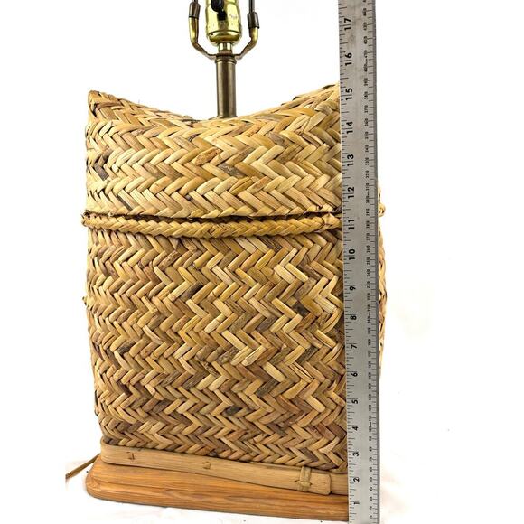 Vintage Woven Rattan Table Lamp Base Only 1980's Boho - Picture 4 of 13